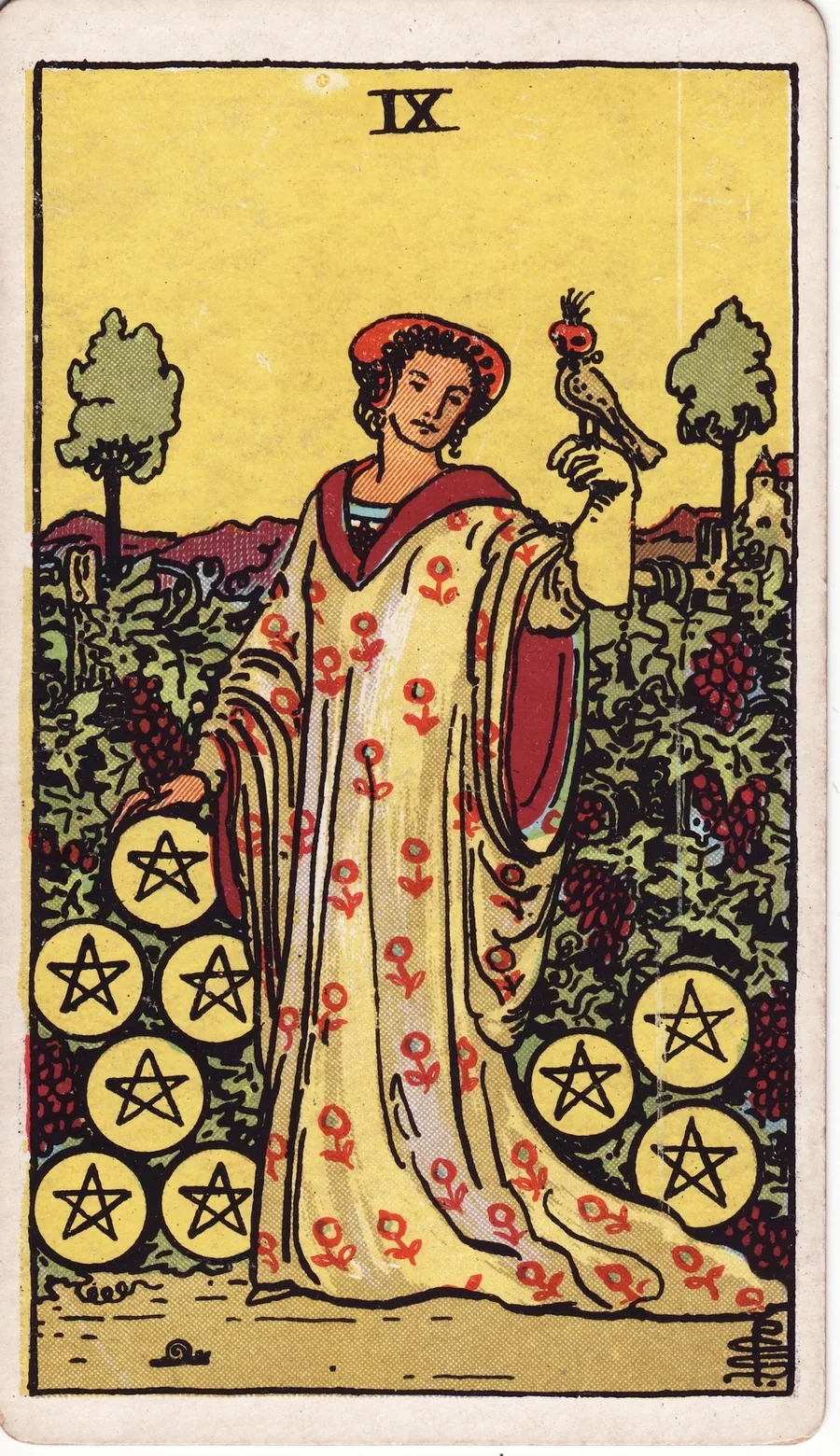 Lá bài Nine of Pentacles — 9 Xu