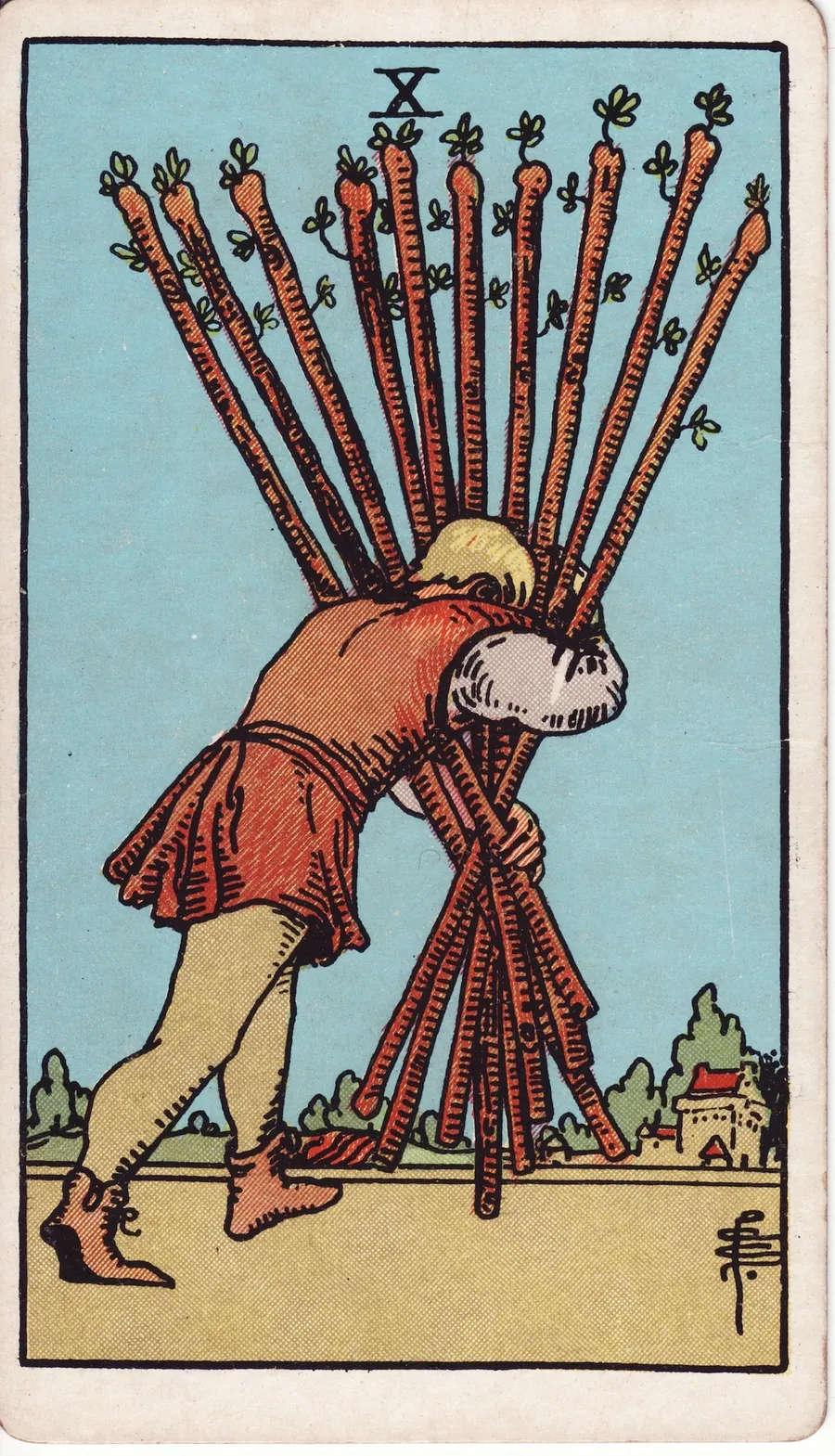 Lá bài Ten of Wands — 10 Gậy