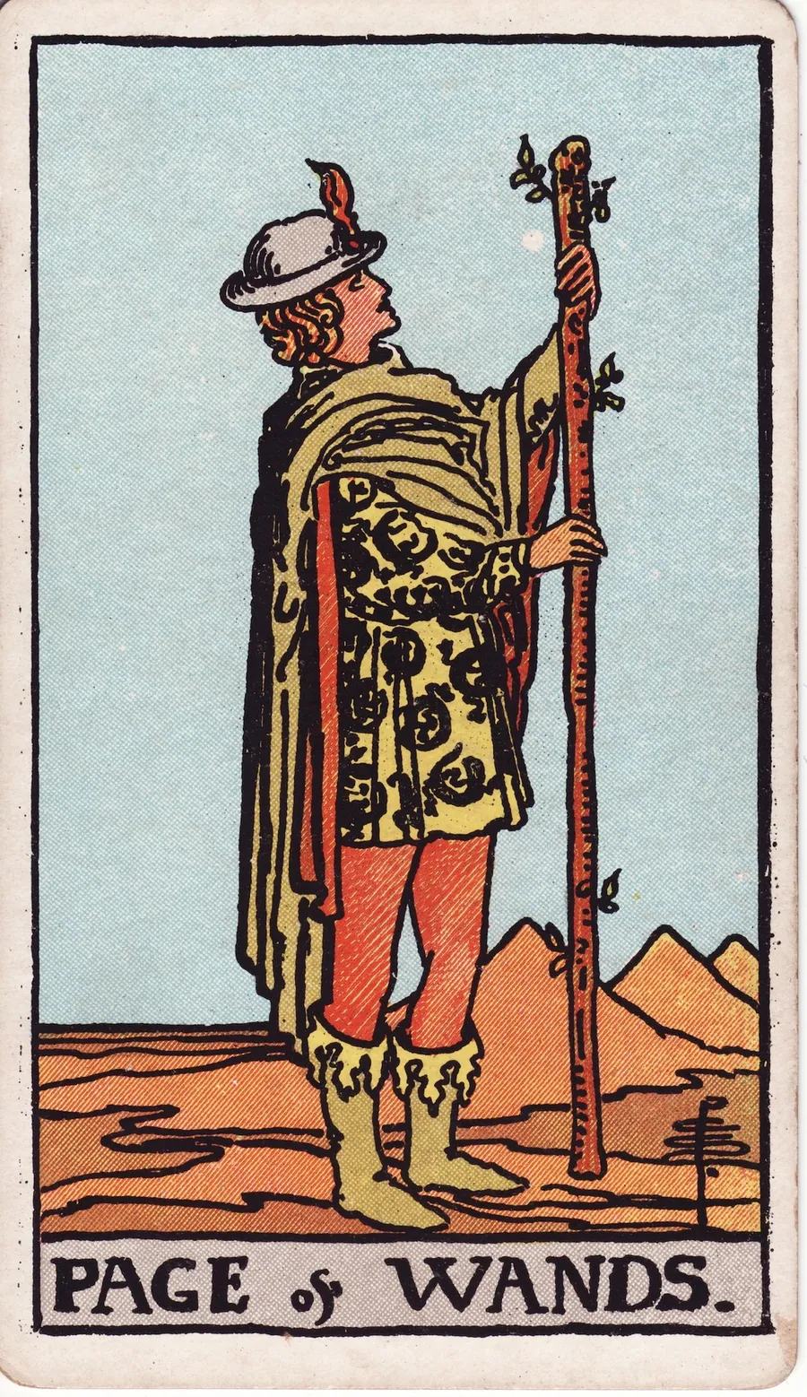 Lá bài Page of Wands — Tiểu Đồng Gậy