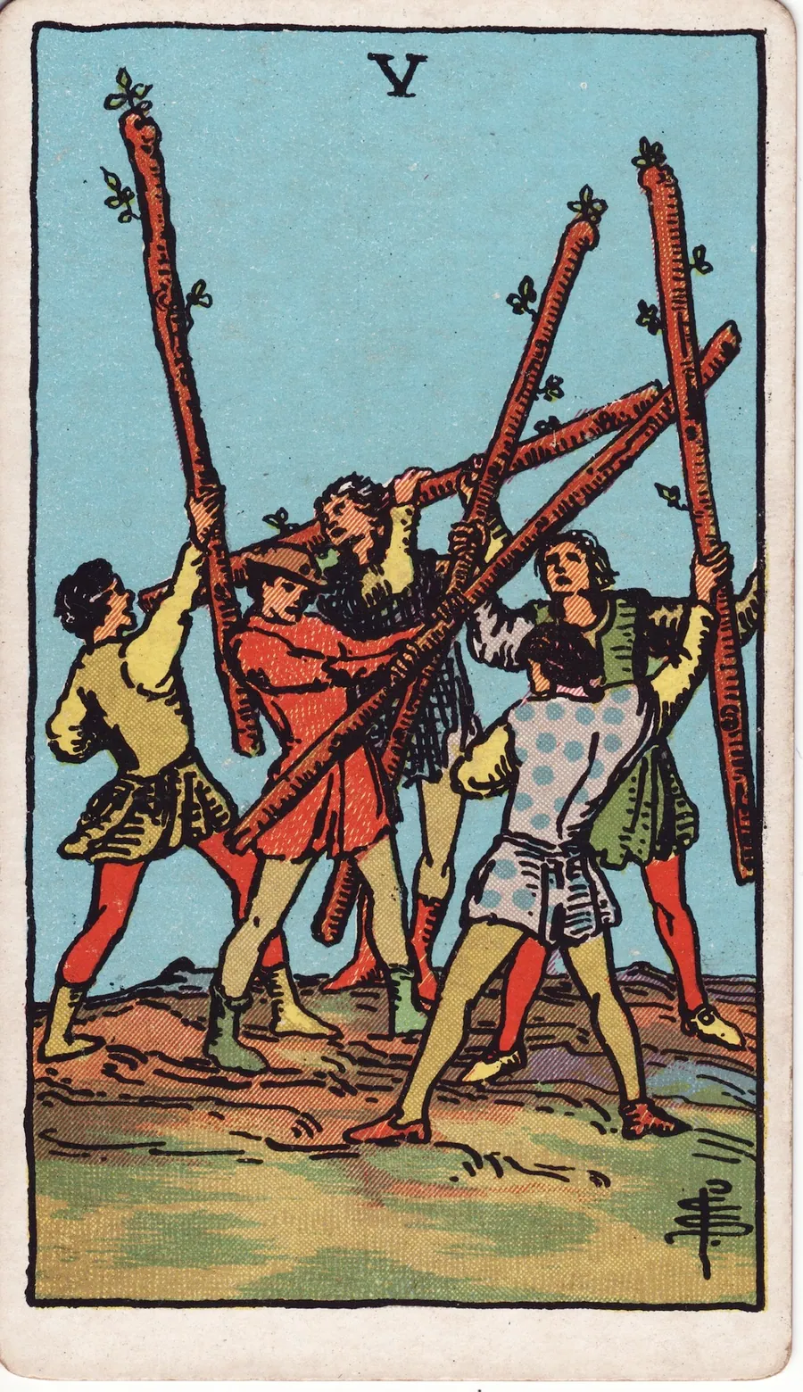 Lá bài Five of Wands — 5 Gậy