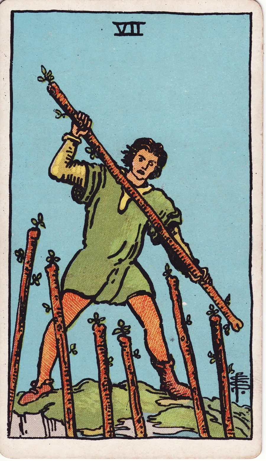 Lá bài Seven of Wands — 7 Gậy